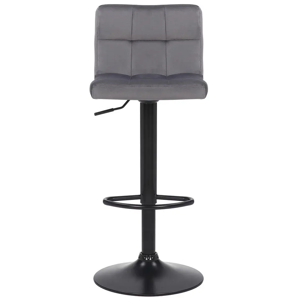 CLP Set van 2 Barkruk Feni zwart Frame - Fluweel - grijs