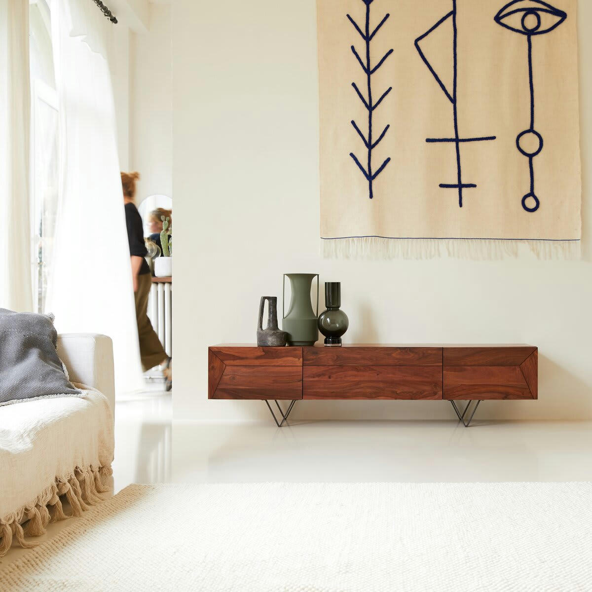 METRIC - Meuble TV en palissandre massif 175 cm