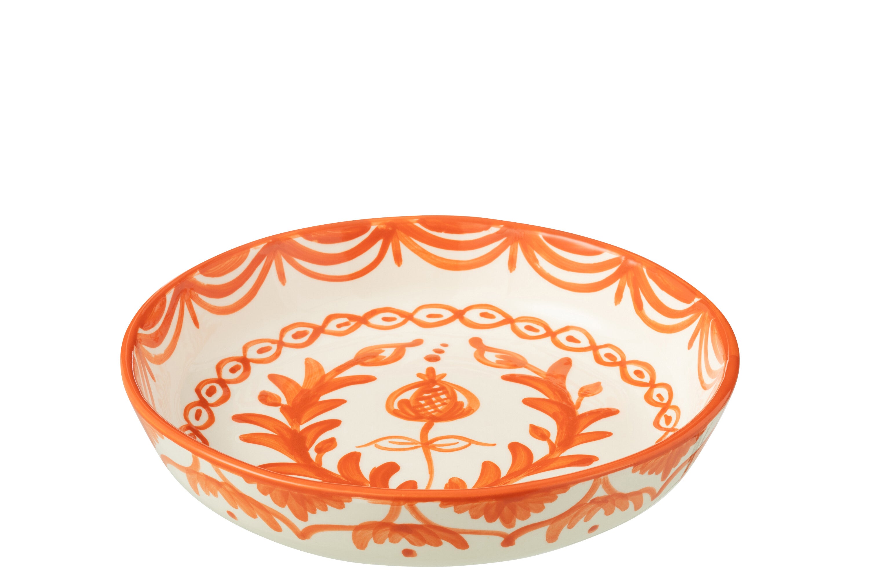 J-Line schaal Granada Low - keramiek - wit oranje - large -