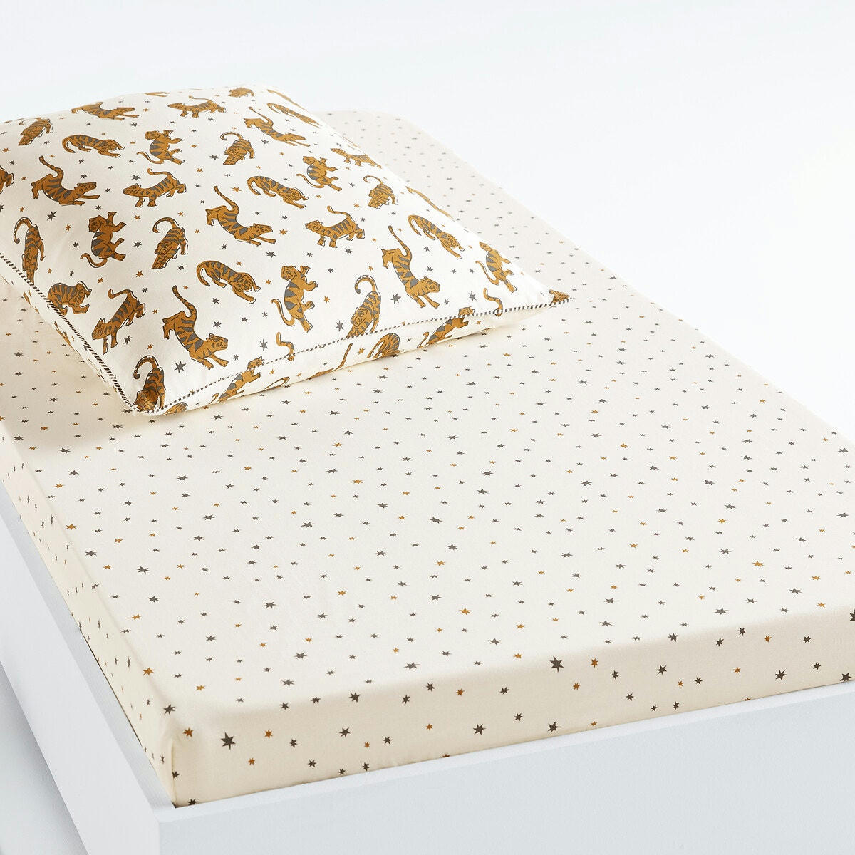 Drap-housse enfant, 30% coton recyclé, Tigris