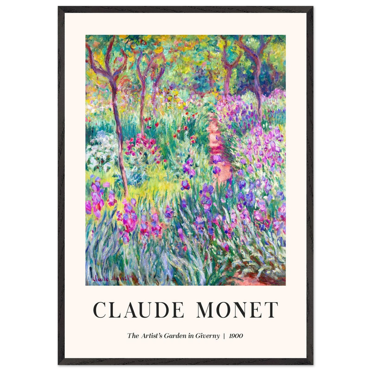 Artfulprints Poster met Lijst Claude Monet - The artist's garden in Giverny  - 70x100 cm - Meerkleurig