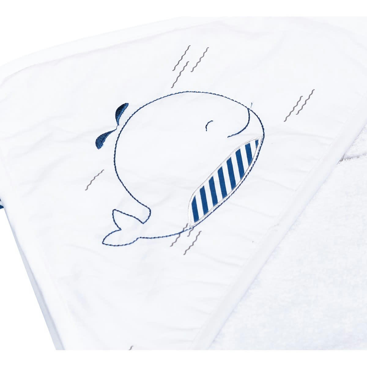 BLUE BALEINE - Cape de bain et gant en coton blanc