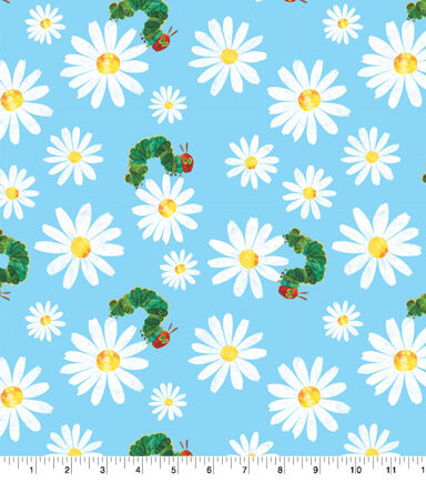Eric Carle Caterpillar Daisies Cotton Fabric
