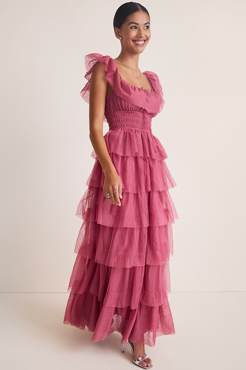 Cindy Tulle Tiered Maxi Dress