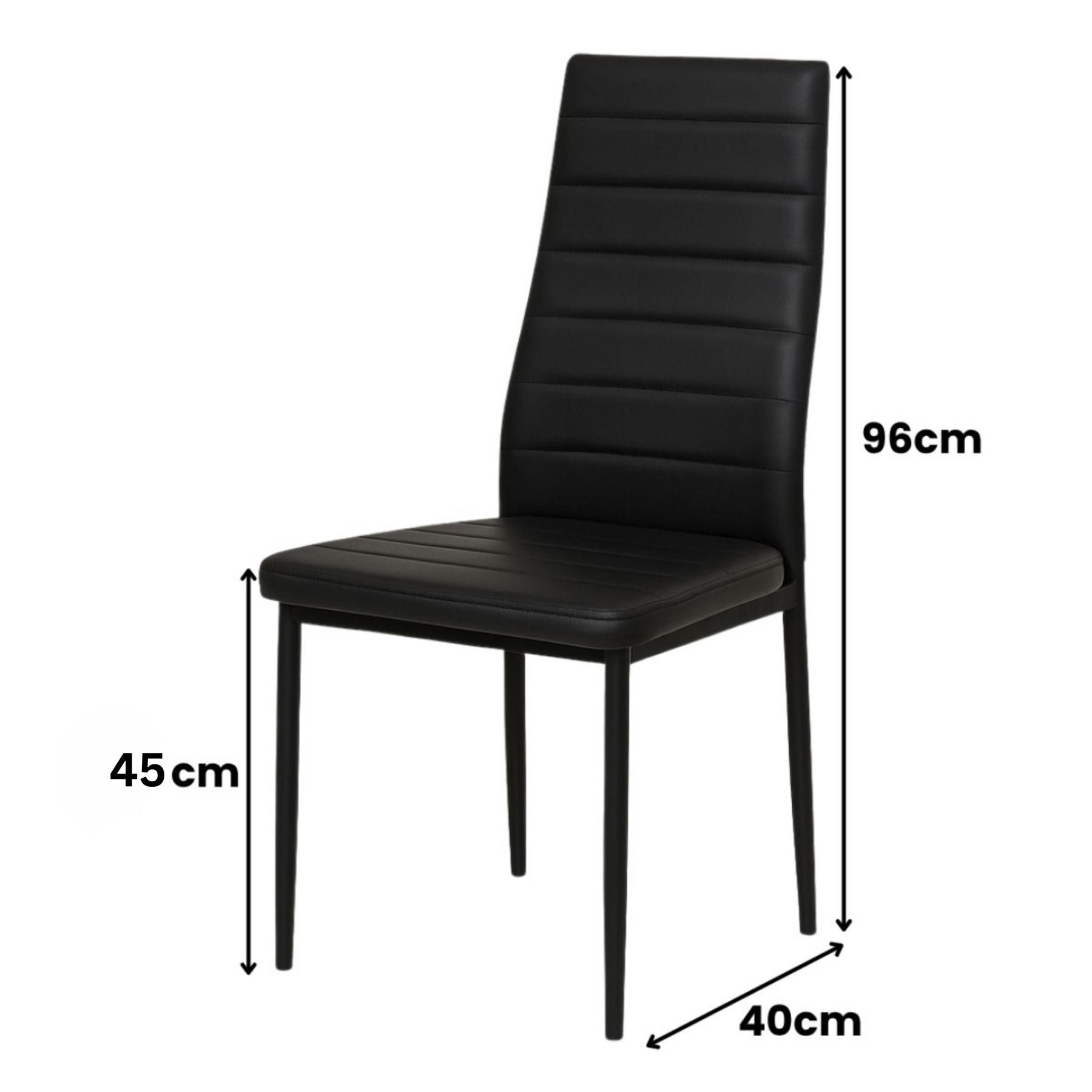 KOSY KOALA Black Marble Effect Dining Table Set with 4 Black Faux Leather Chairs