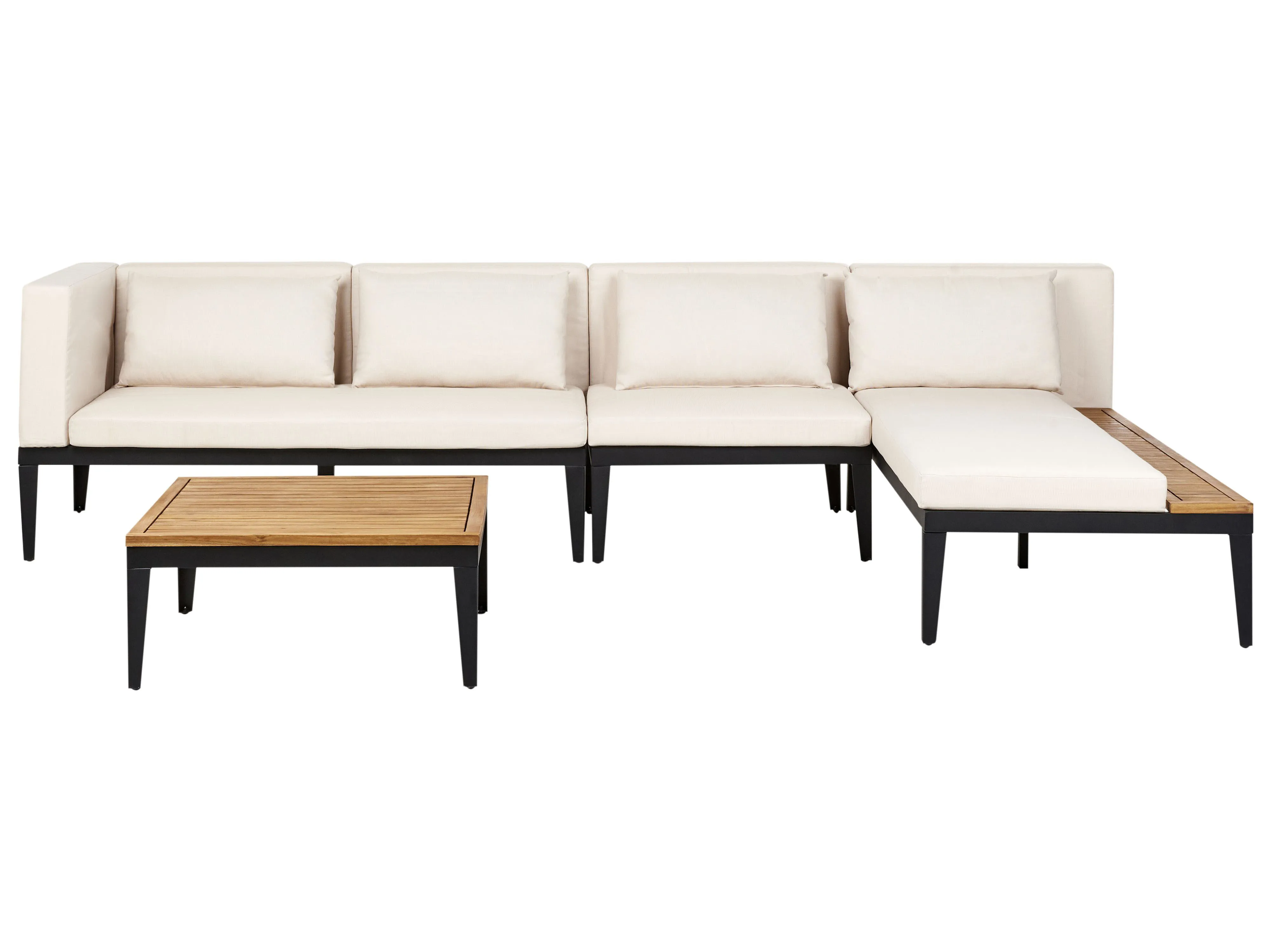 Garden Corner Sofa with Table 4 Seater BRACCIANO Left Hand Certified Acacia Wood Light Beige