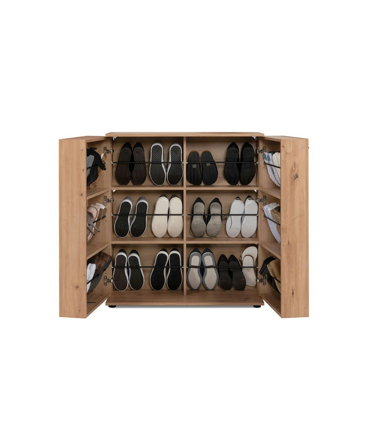 SATOS - Meuble à chaussures 2 portes 8 étagères - L100 cm