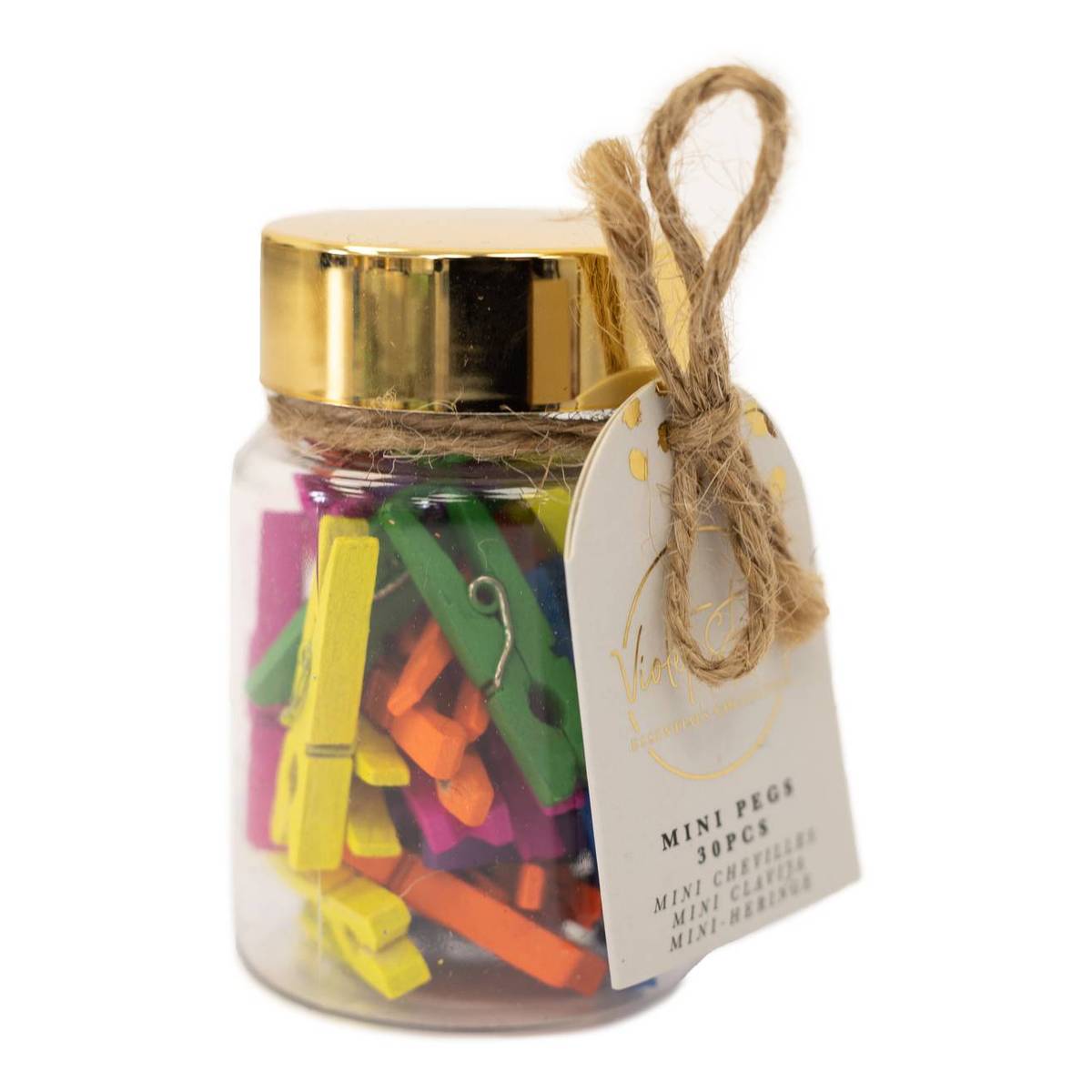 Violet Studio Bright Mini Pegs Jar 30 Pack