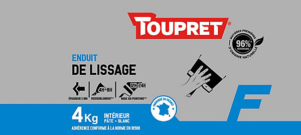Enduit de lissage intérieur pâte 4 kg blanc Toupret