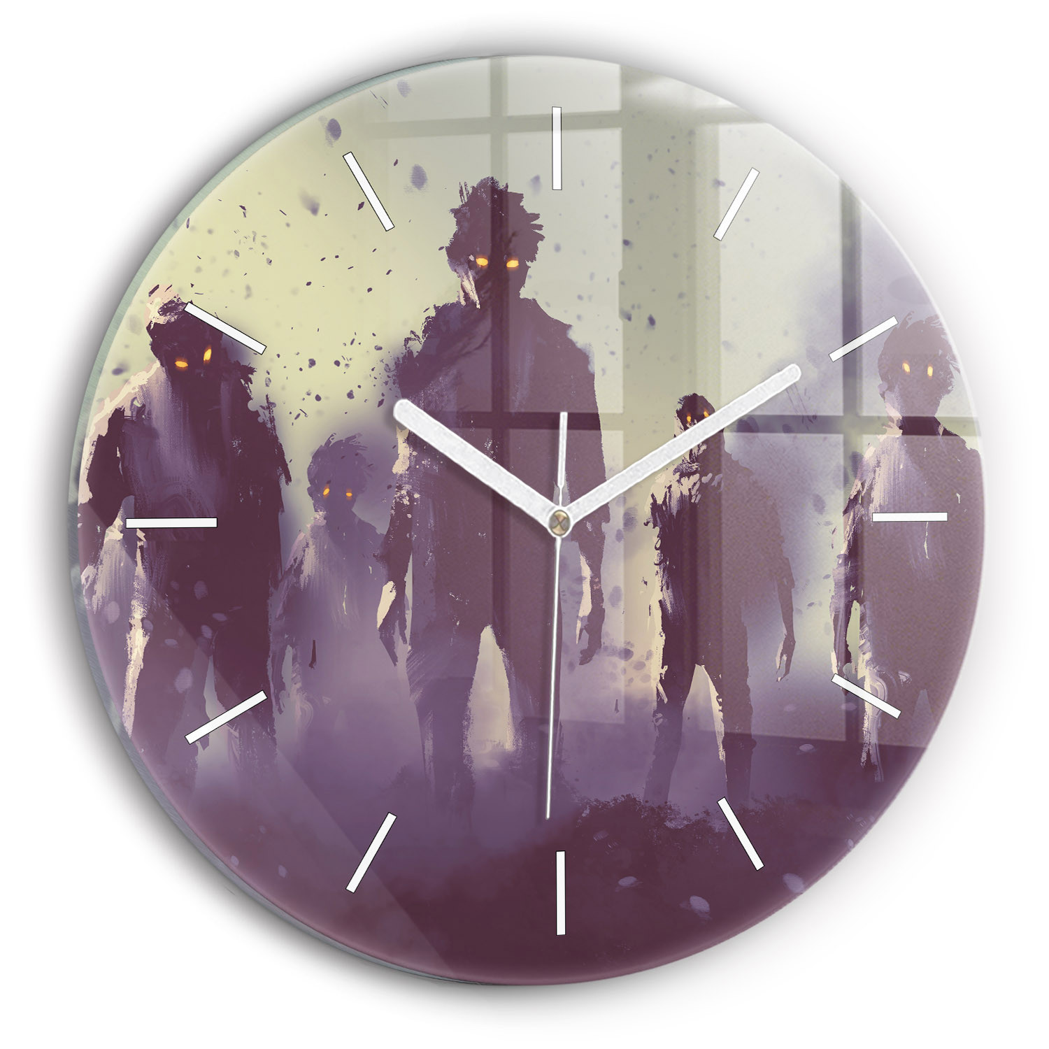 Ścienny Zegar szklany ozdobny Zombie w nocy – halloween