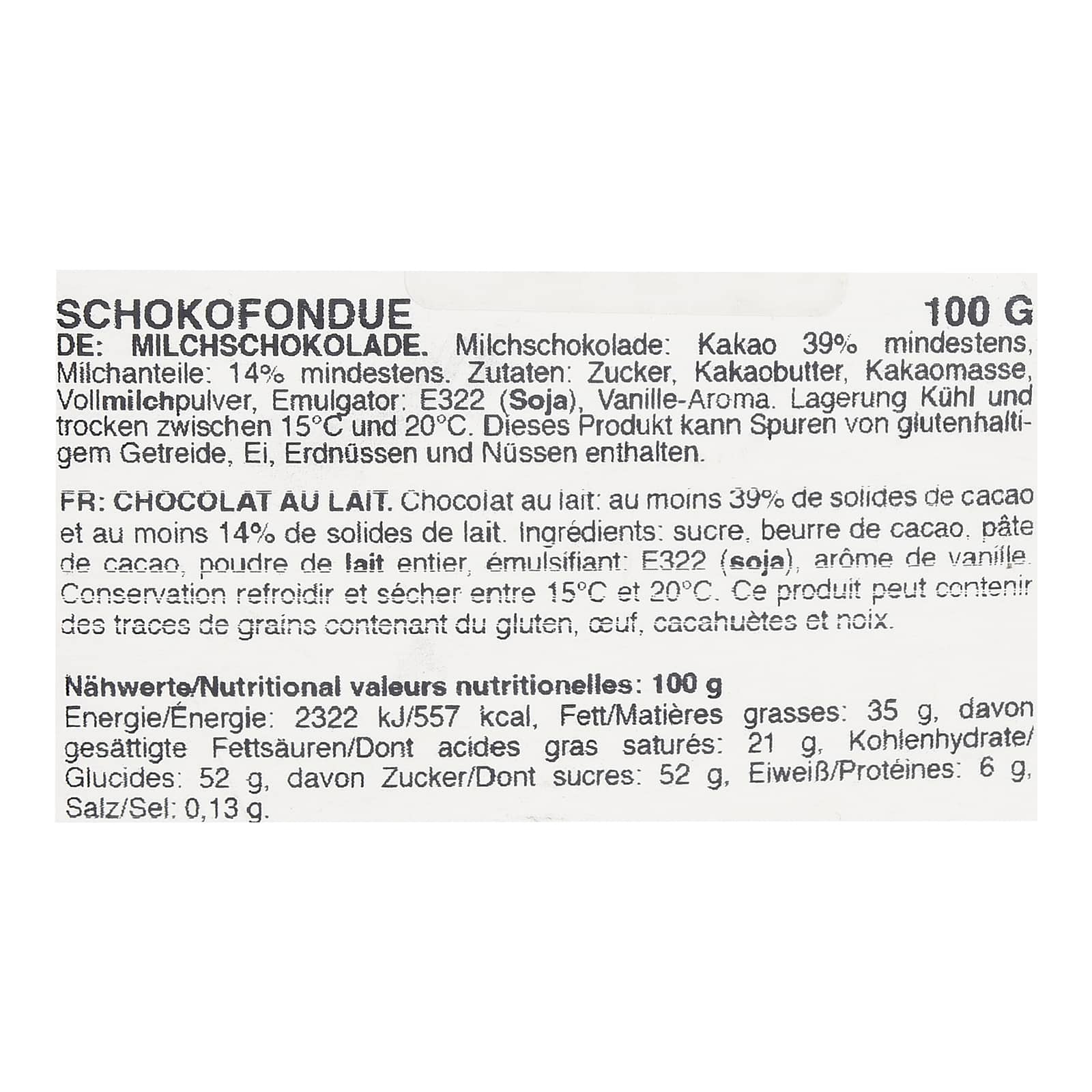 Schokofondue Braun, 0,1 kg