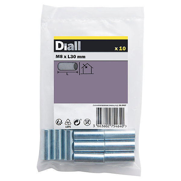 Manchon tête fraisée zingué ø 8 x 30 mm - 10 pièces