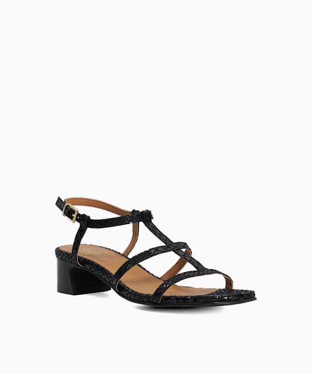 Justly Black - Block Heel Sandals
