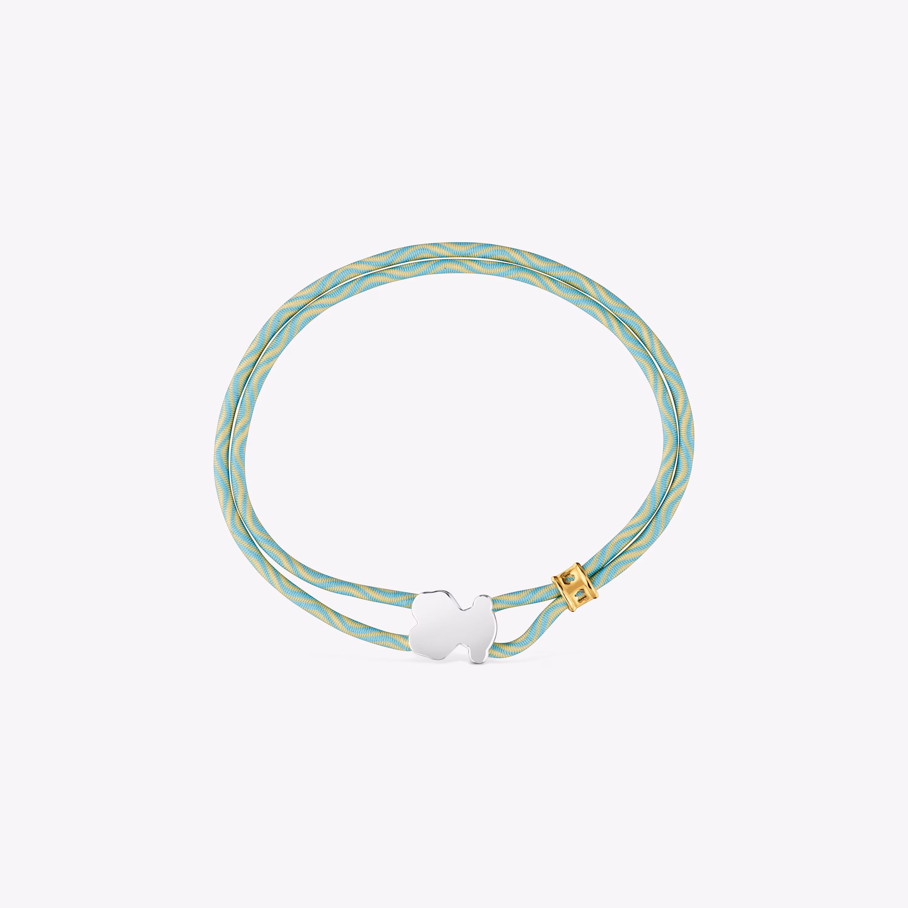 Pulsera elástica menta con oso de plata Sweet Dolls