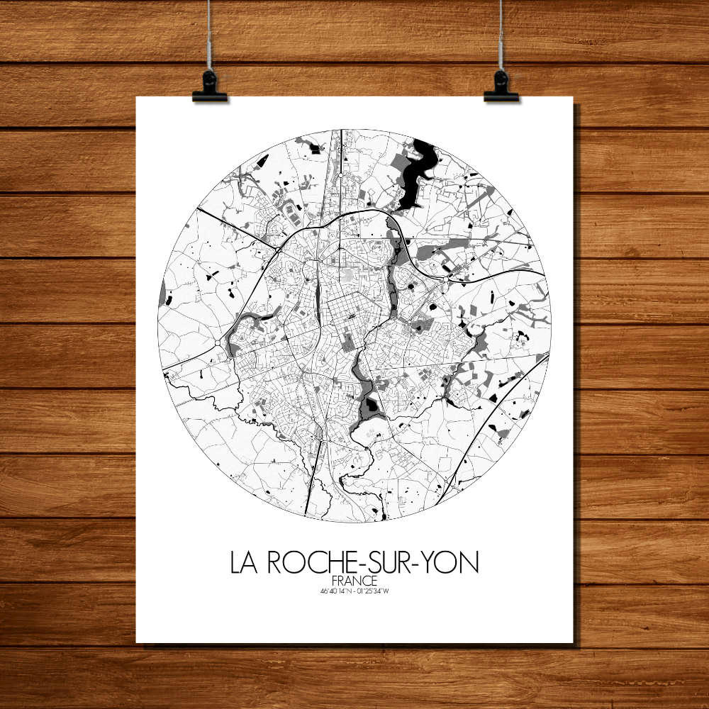- Affiche La Roche sur Yon Carte ronde 40x50