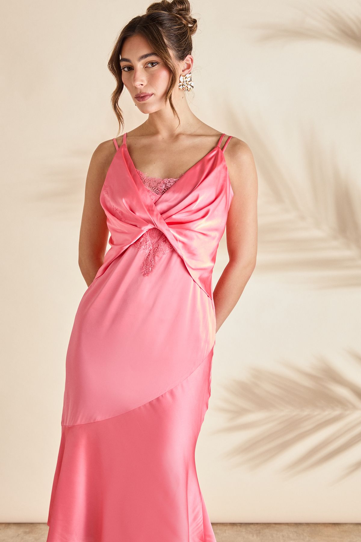 Coast Lace Insert Satin Fitted Dress