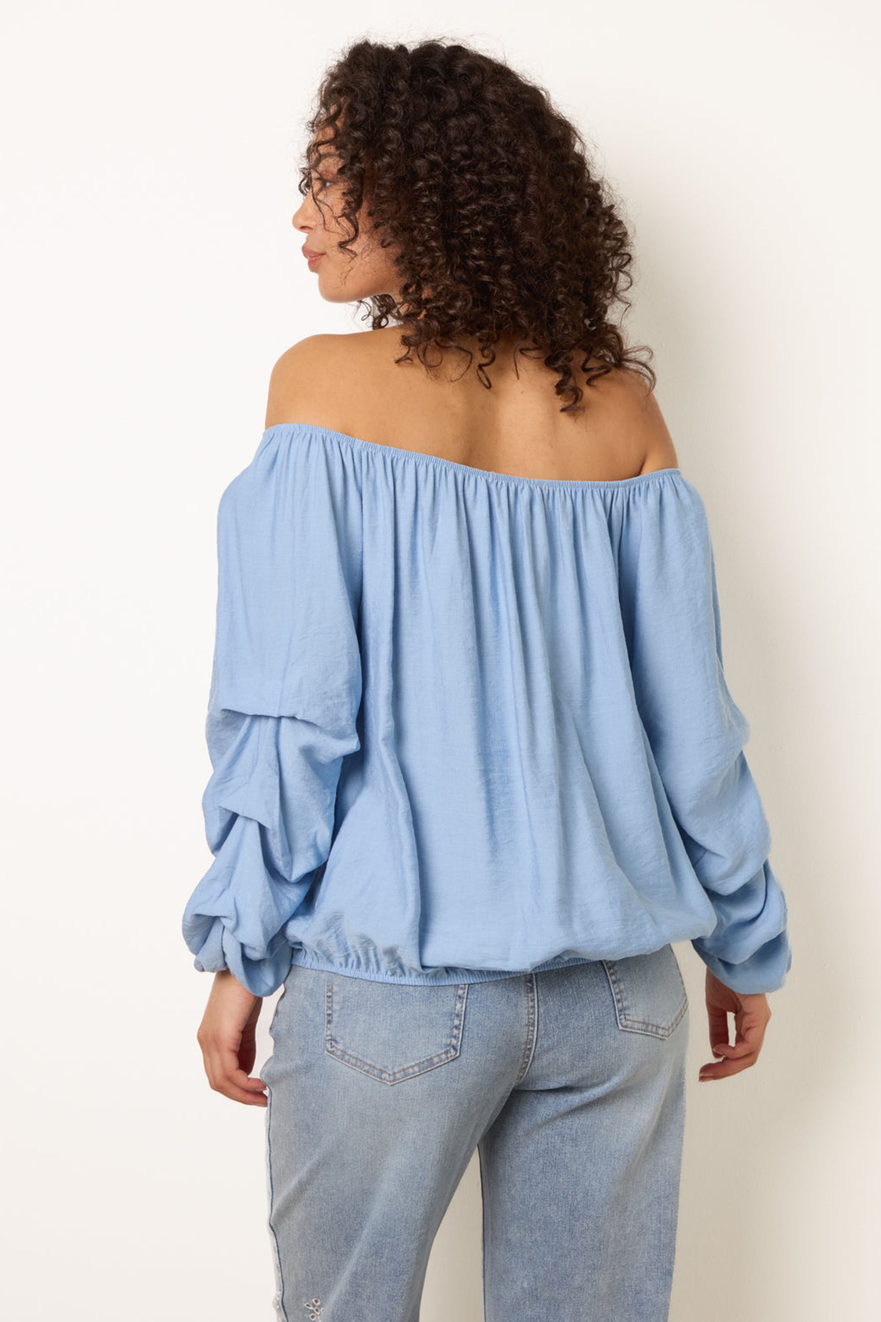Blue Vanilla Blue Rouched Sleeve Top