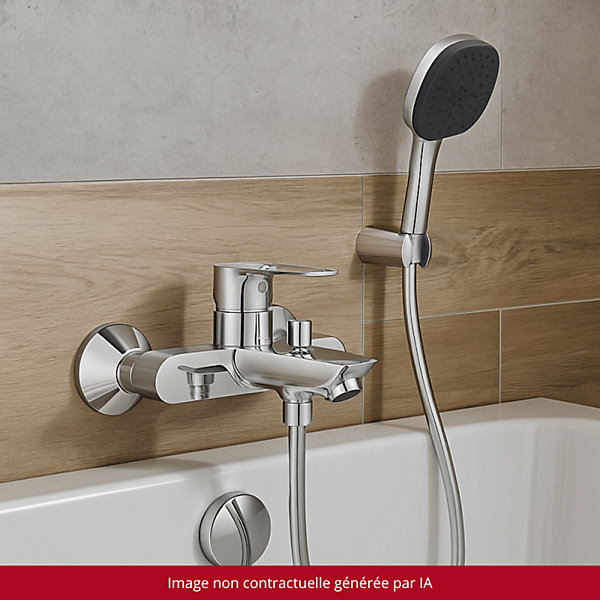 Pack mitigeur mécanique GROHE Start Loop   Douchette 2 jets GROHE Vitalio Comfort 110   Flexible1750 mm et support