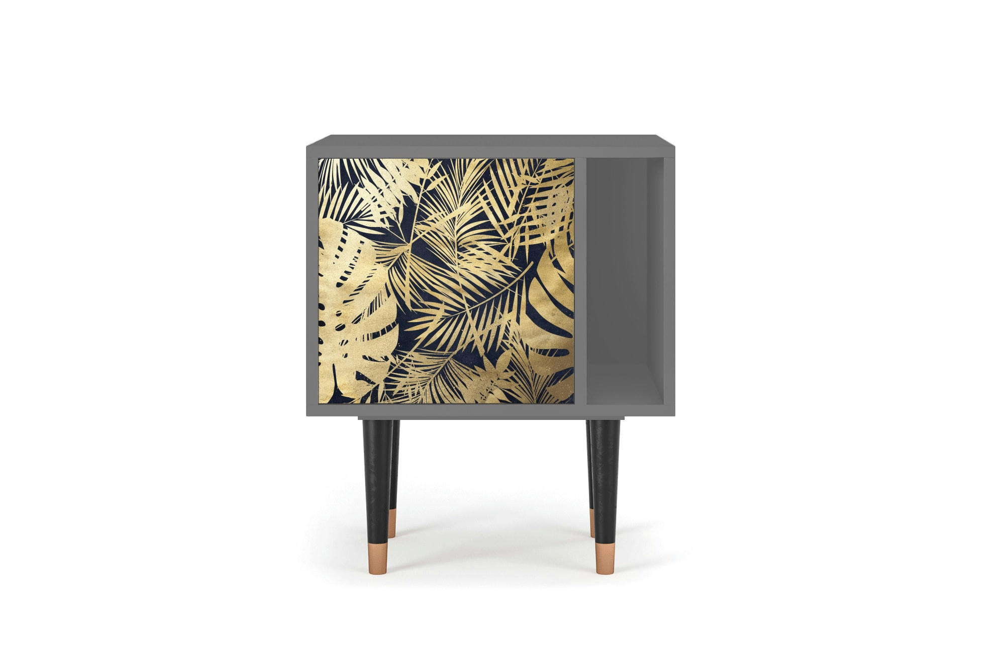 JUNGLE VIBES - Table de chevet bleu et jaune 1 porte L 58 cm