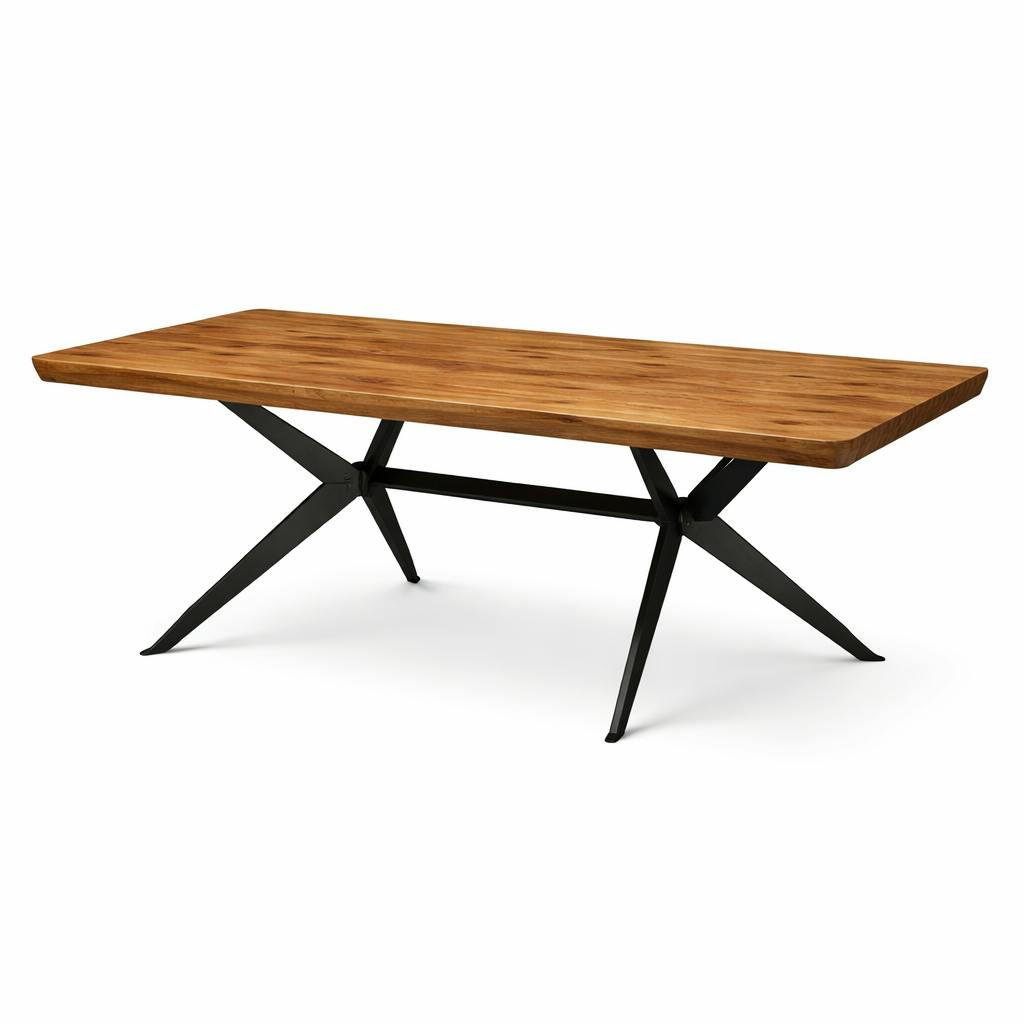 Table extensible chêne brun bords biseautés pied graphique 200 cm PALERME