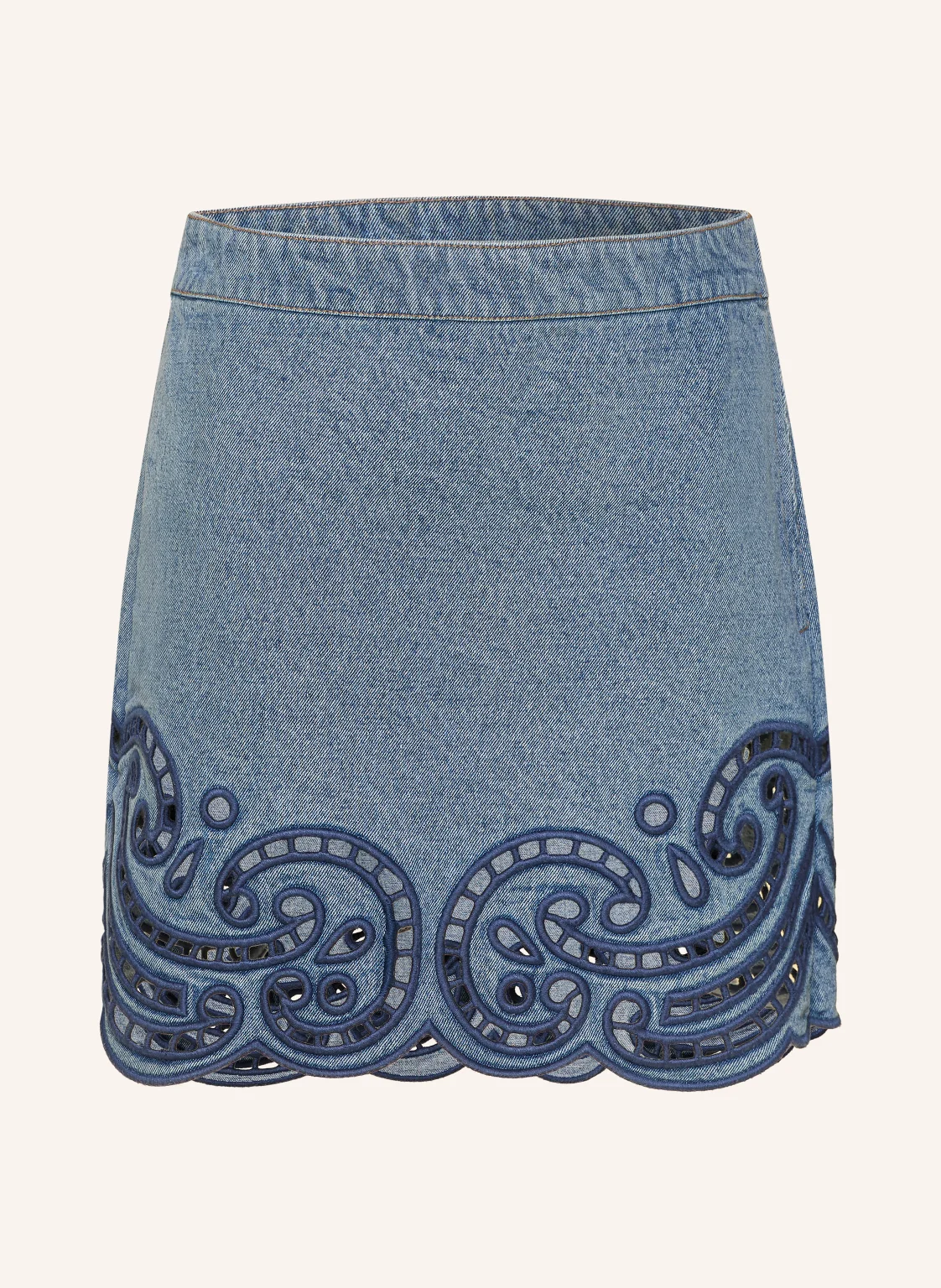 ULLA JOHNSON Jeansrock CADIZ mit Lochspitze