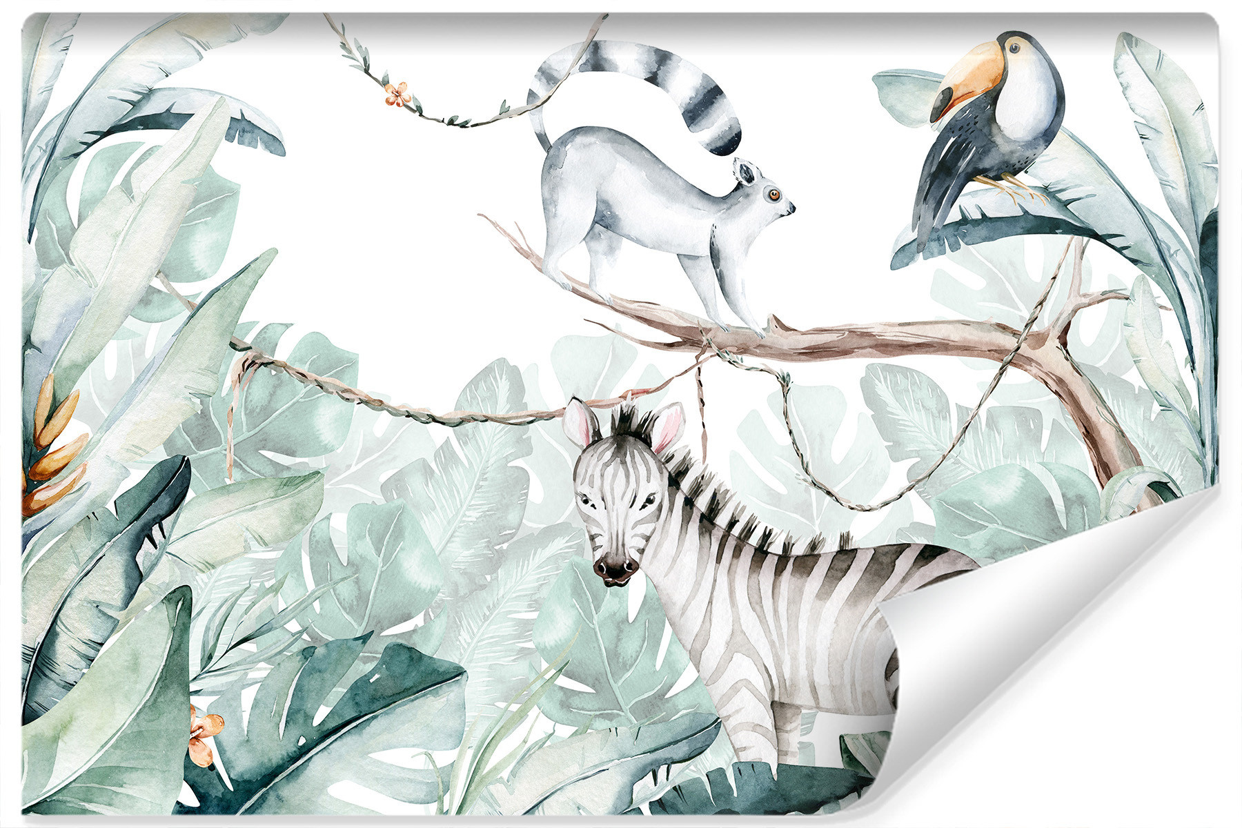 Fototapeta Ścienna DŻUNGLA Zebra Liście 90x60cm
