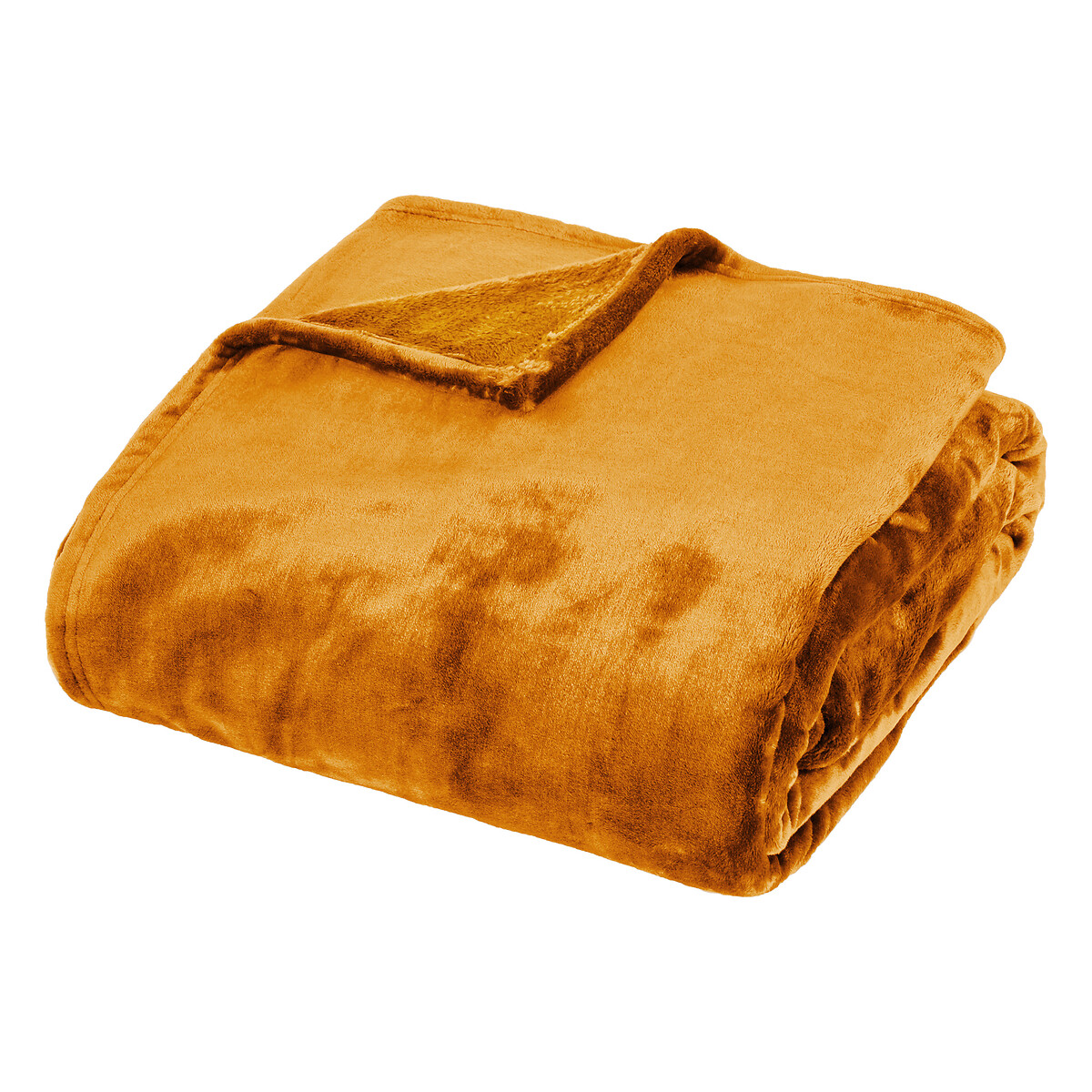 Flannel throw "Cuddly" Mustard yellow, 180x230 cm