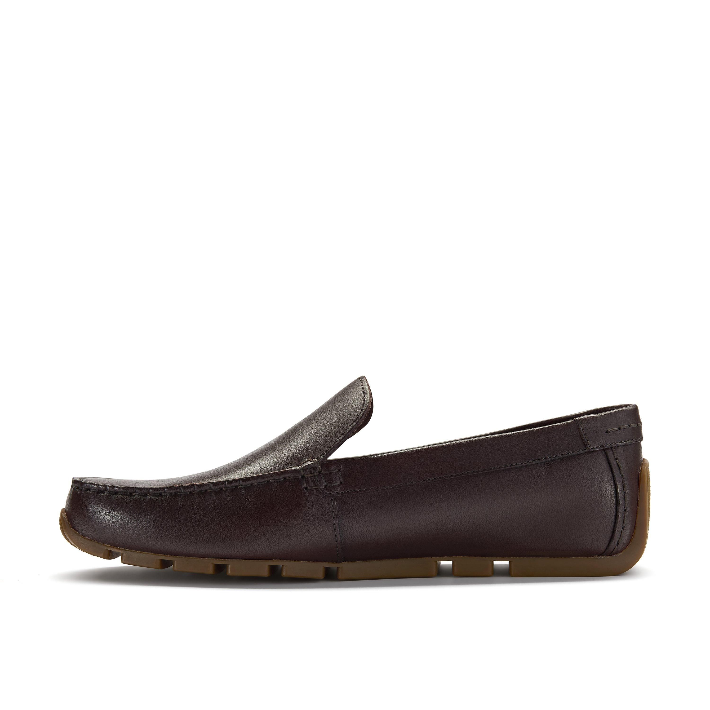 Clarks Corsley Plain Dark Brown Leather Loafers,Slip Ons