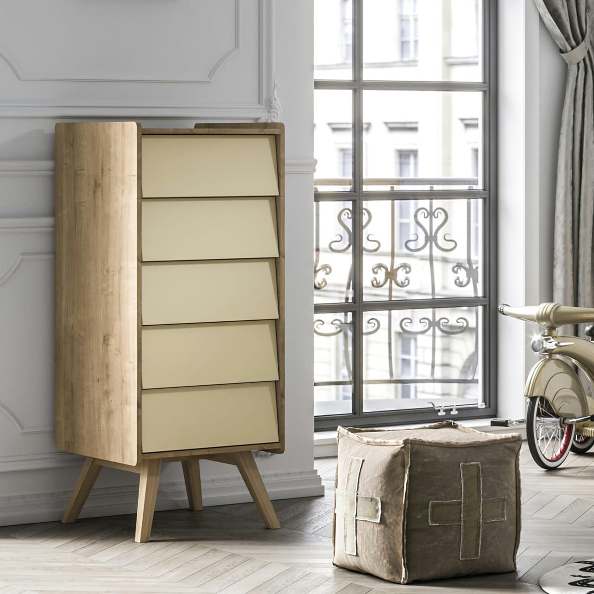 VINTAGE - Chiffonnier naturel beige