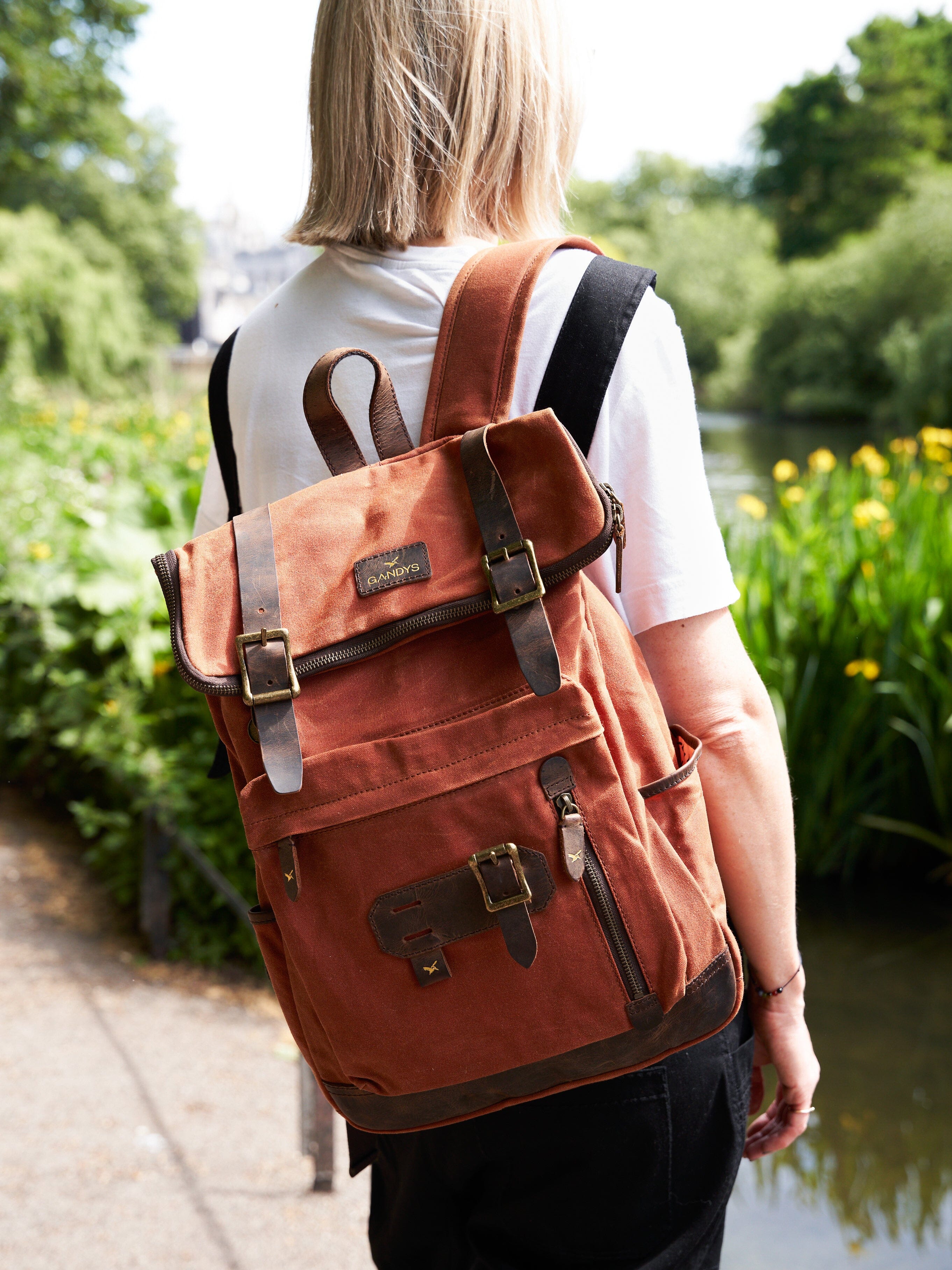 Bali Waxed Cotton Backpack in Orange
