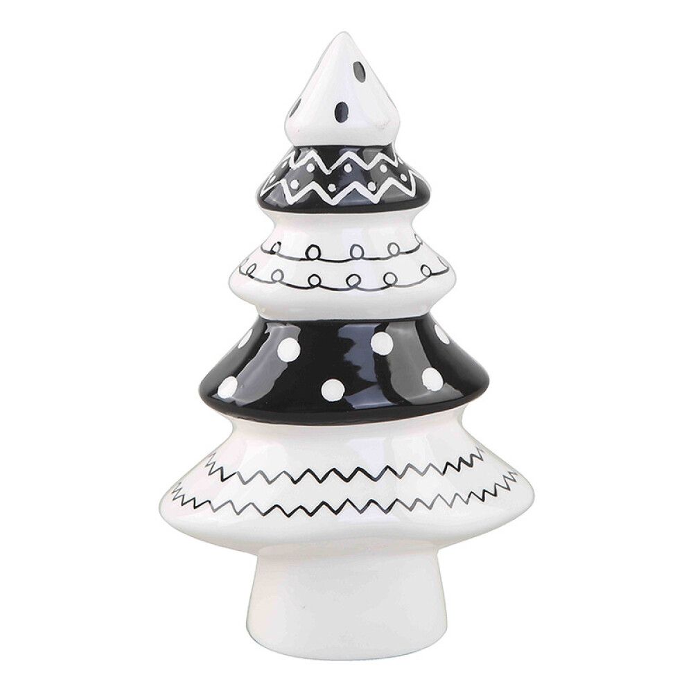 JULEDEKORASJON JULETRE 16,3CM HVIT/SVART