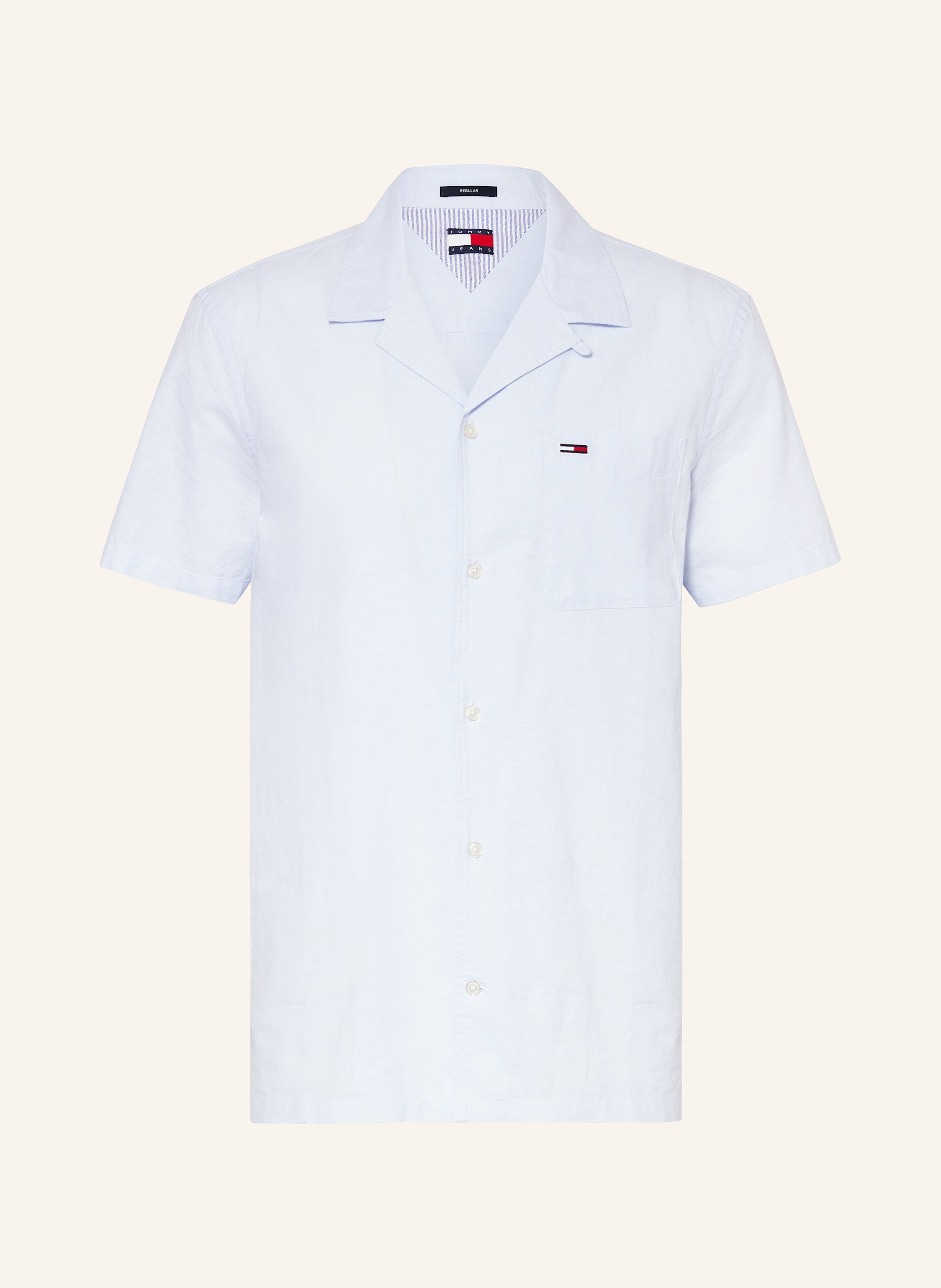 TOMMY JEANS Kurzarm-Hemd Regular Fit mit Leinen