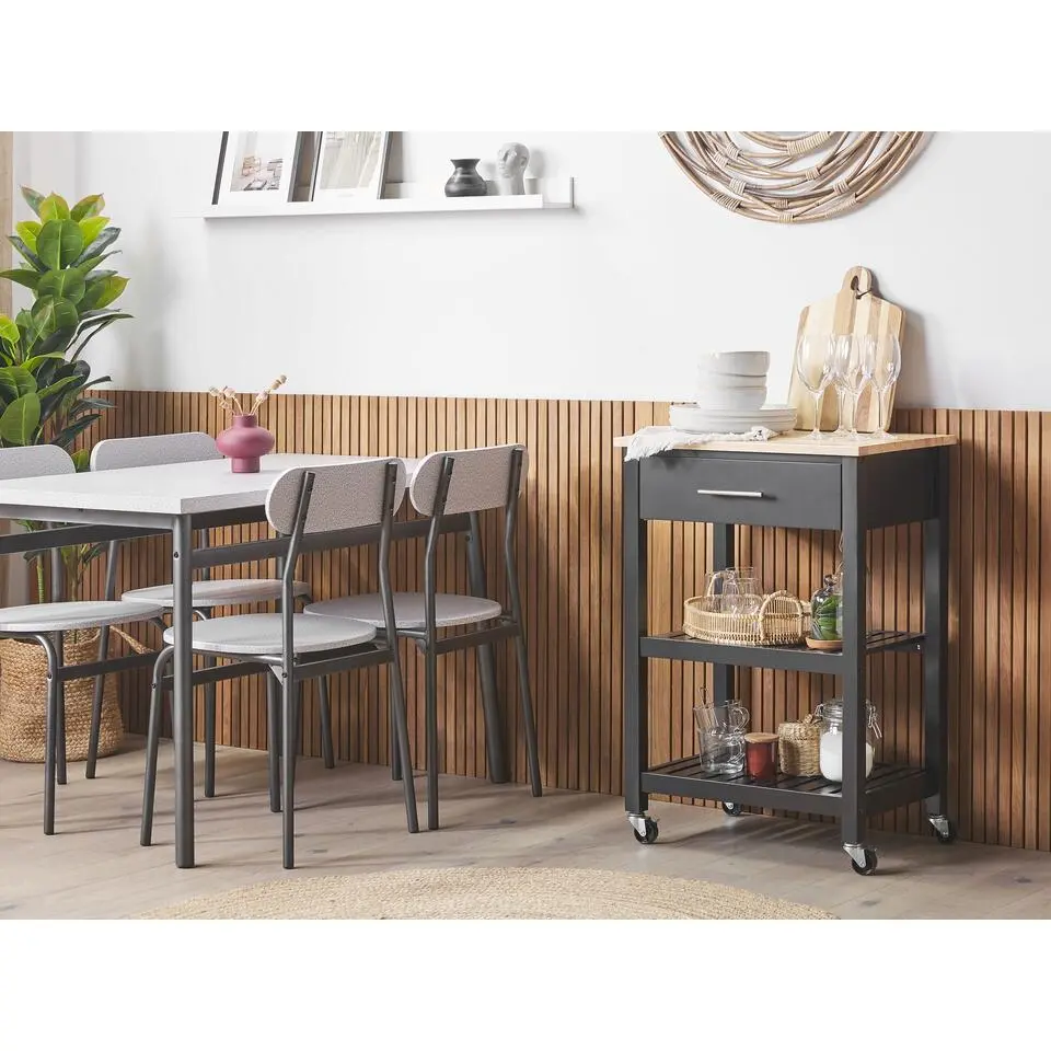 HIUMA - Keukentrolley - Zwart - Rubberhout