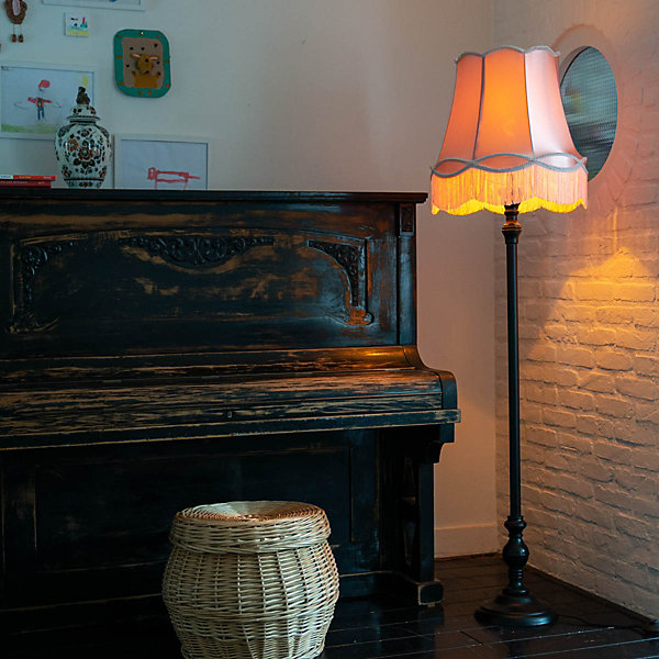 Lampadaire noir avec abat-jour crème - Classico