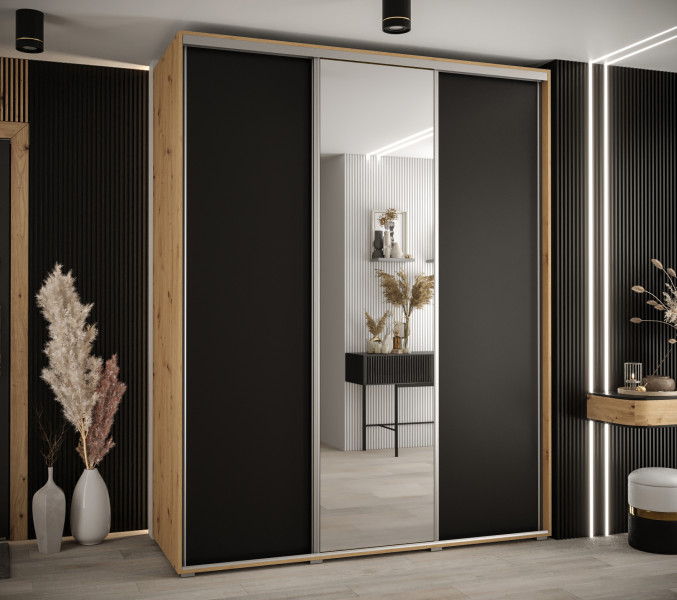 Szafa przesuwna 60 wysoka Davos 3 200 artisan czarny srebrny
