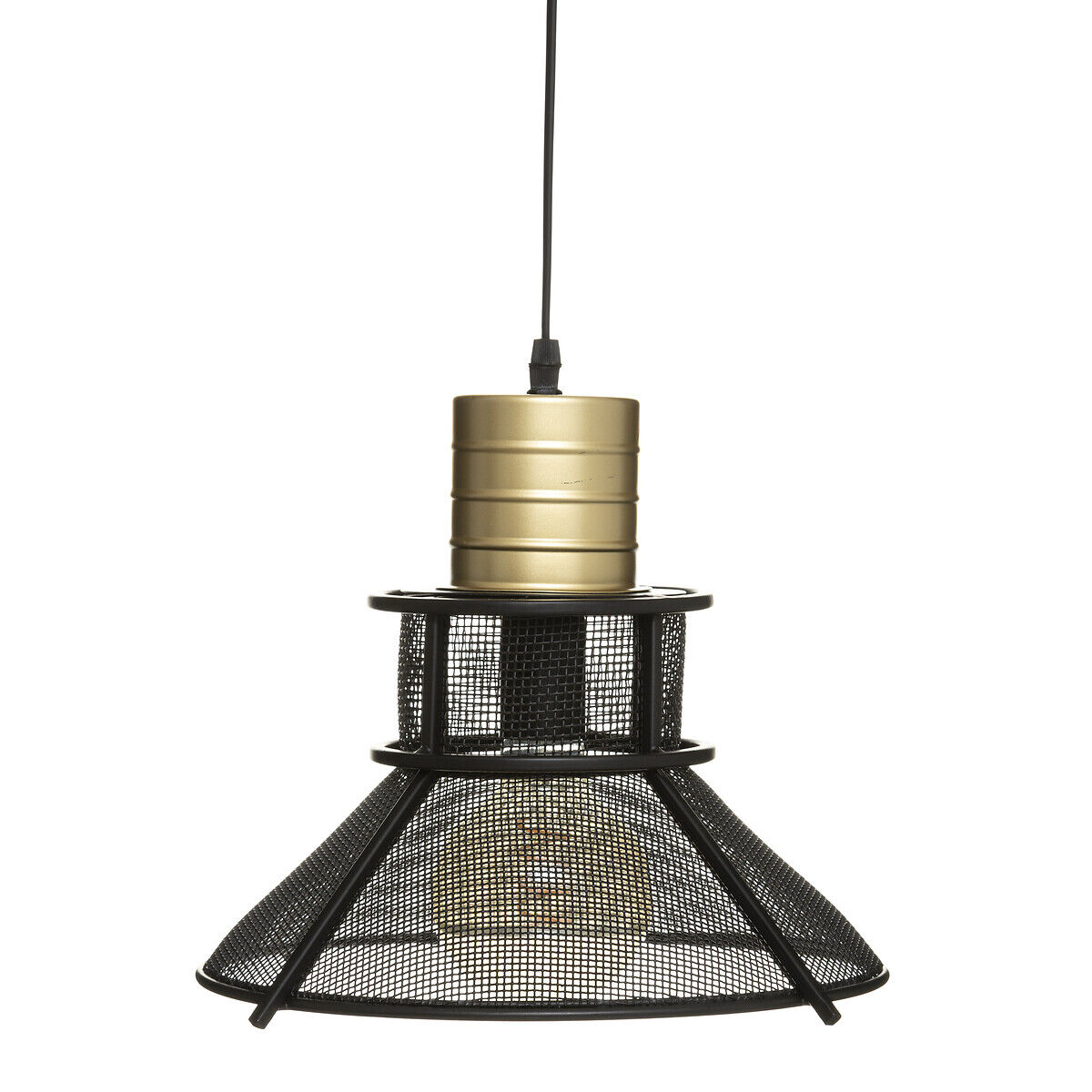 Candeeiro de teto em metal preto e dourado RODO