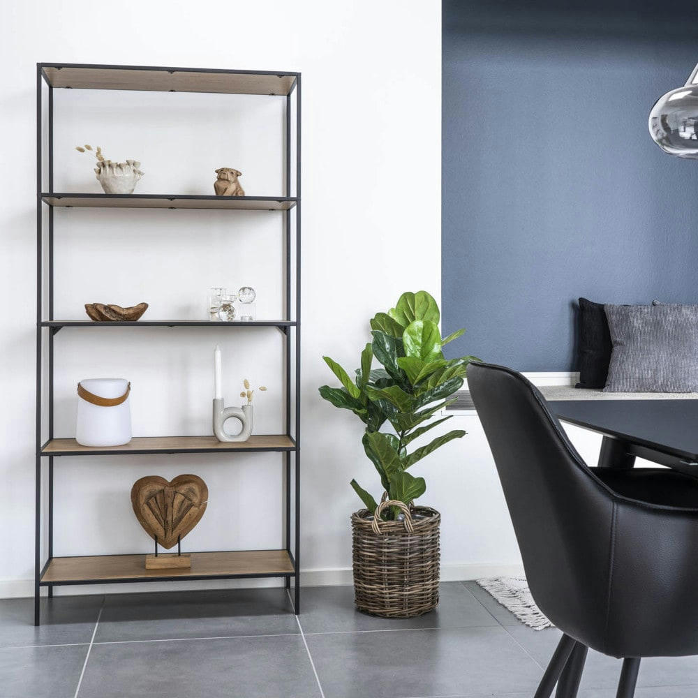 VITA - Etagère en bois et métal 80x170cm bois clair  et  noir
