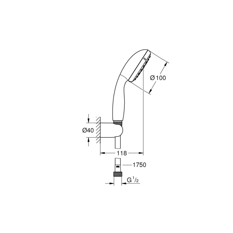 Set de douche avec support Vitalio Start 110 1 jet chrome GROHE