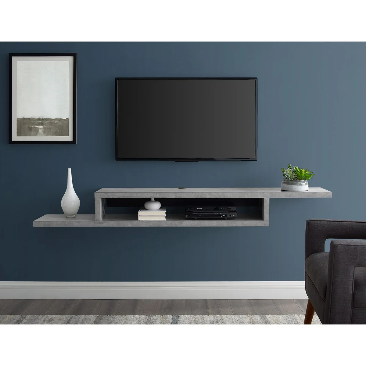 Asymmetrical Wall Mounted TV Console Entertainment Center Wall Decor Shelve Storage