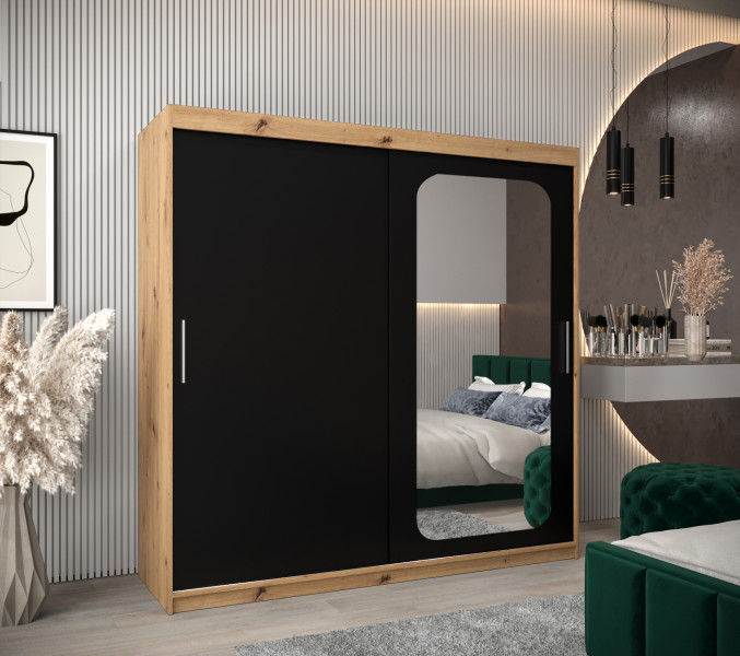Szafa przesuwna Garderoba PROMO T2 200artisan/czarny