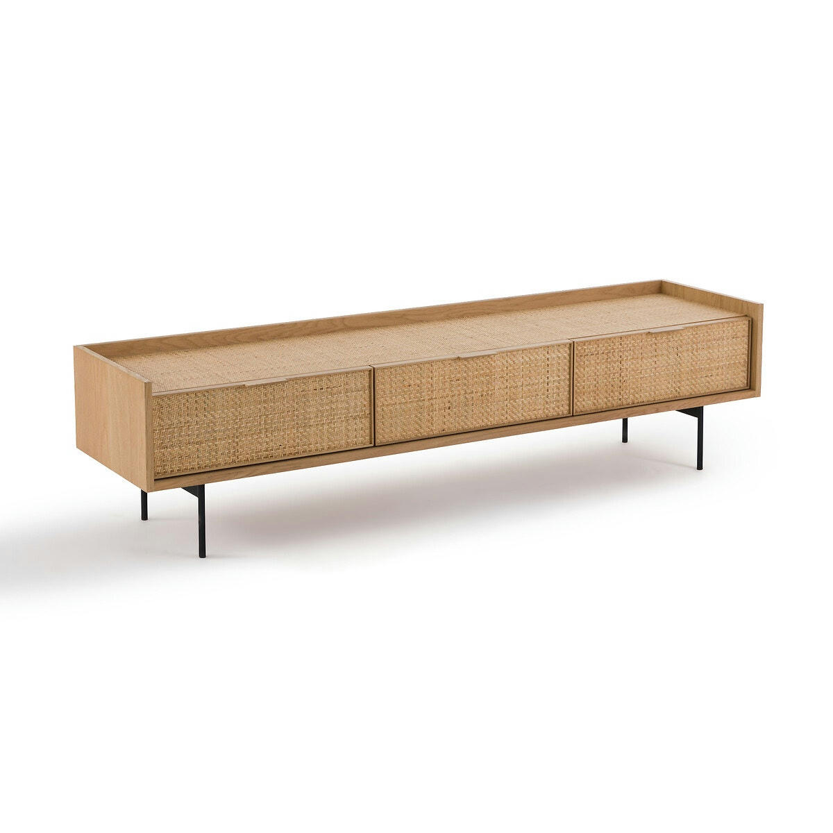Meuble TV chêne et cannage, Louison