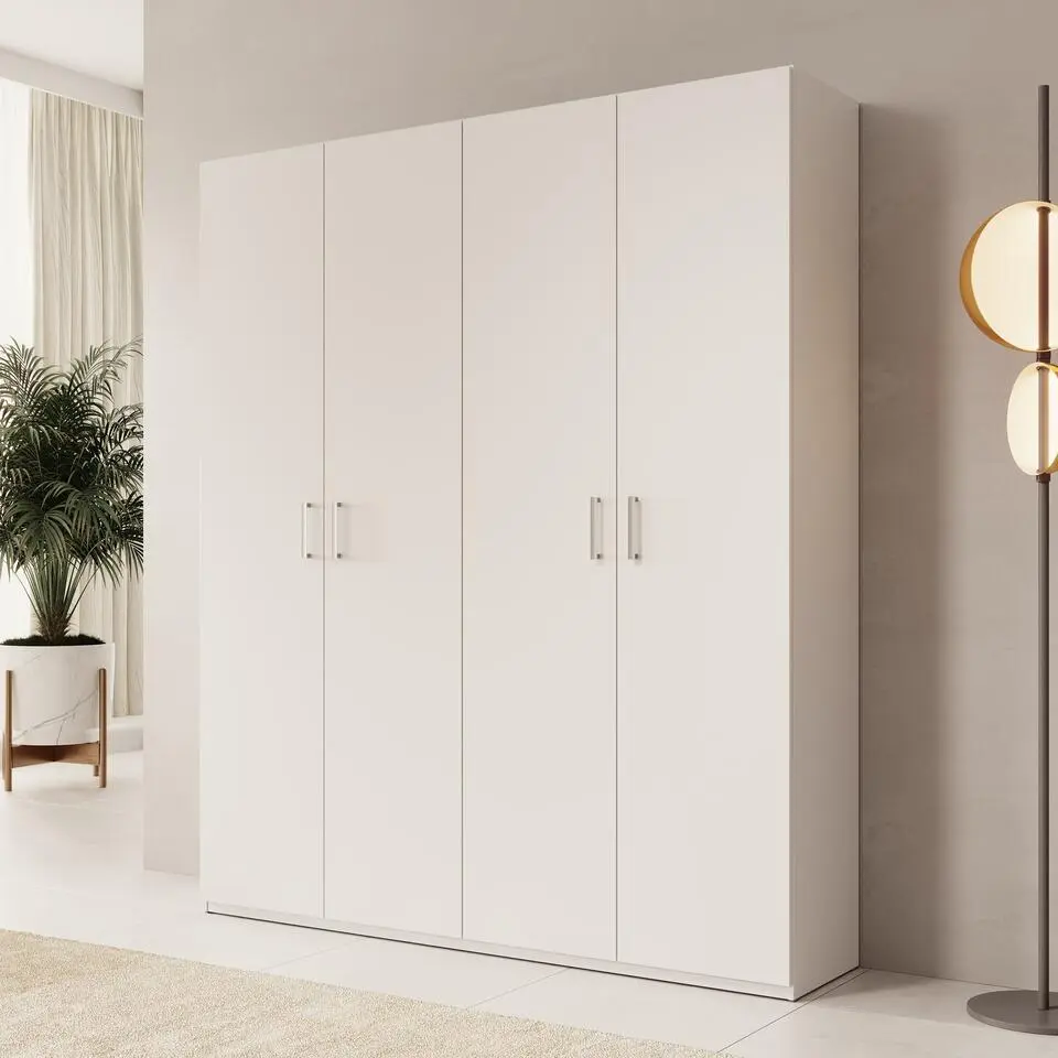 Meubella - Havron - Kledingkast 4 deurs - Wit - 178x42x211 cm