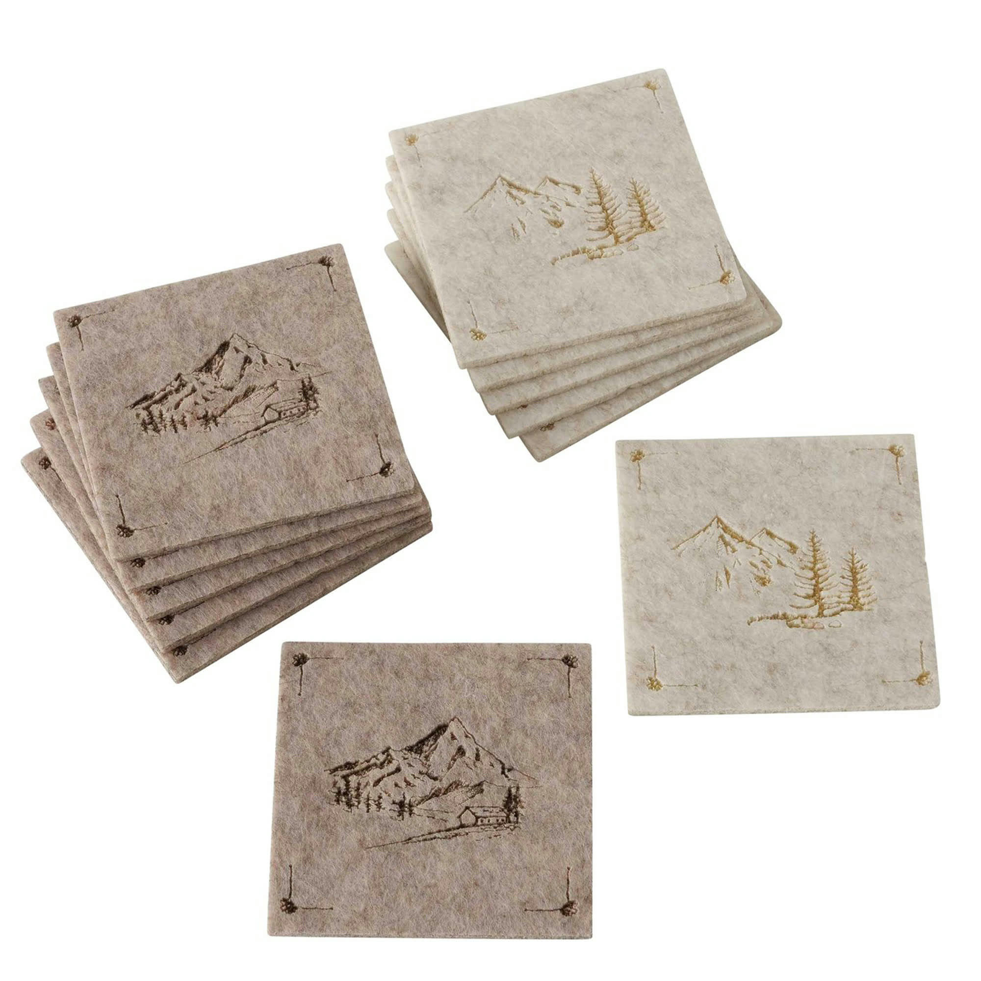 - Set de 12 dessous de verre en feutre montagne 10x10cm