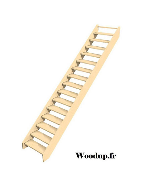 Escalier Droit Hêtre LC Ou Sapin Chevalard 280 Cm Avec Contremarches Hêtre LCH Sol Sol 280 Cm