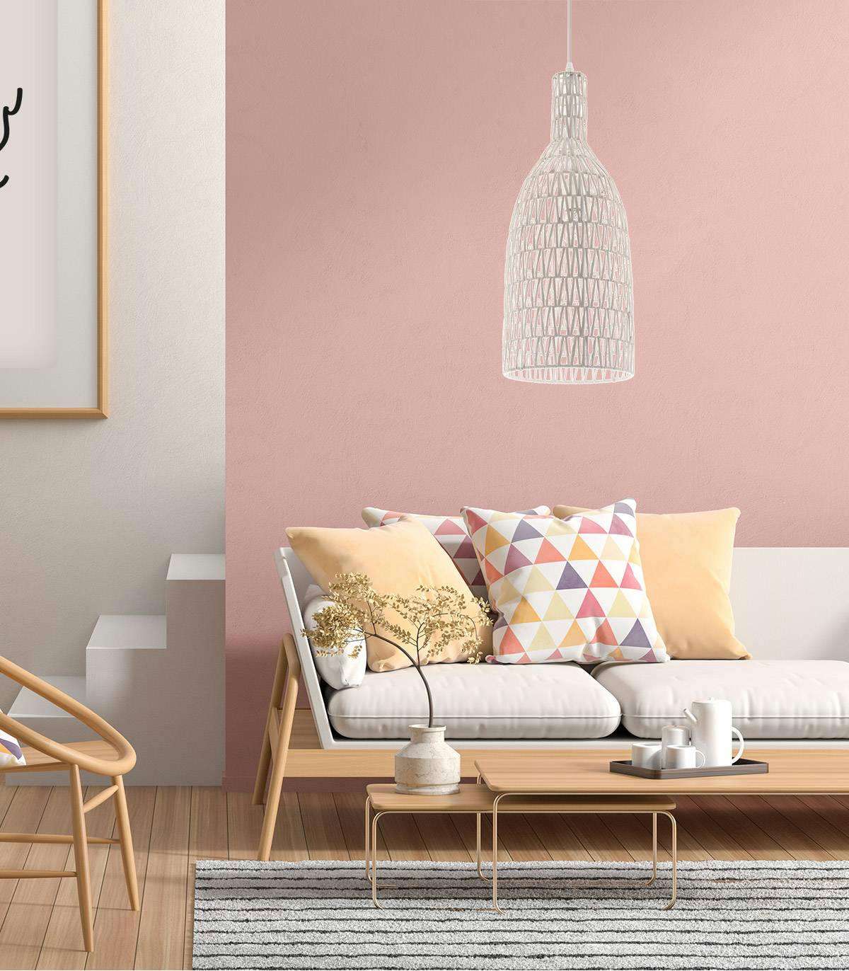 SHIVA - Suspension en rotin blanc d. 19 cm