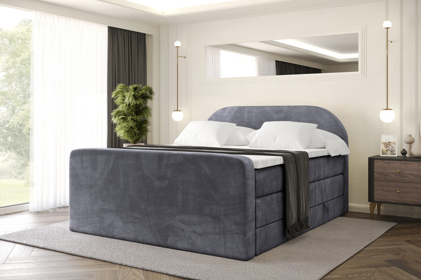 Łóżko kontynentalne z pojemnikiem i materacem H3|H4 NOX-Z KING 120x200cm