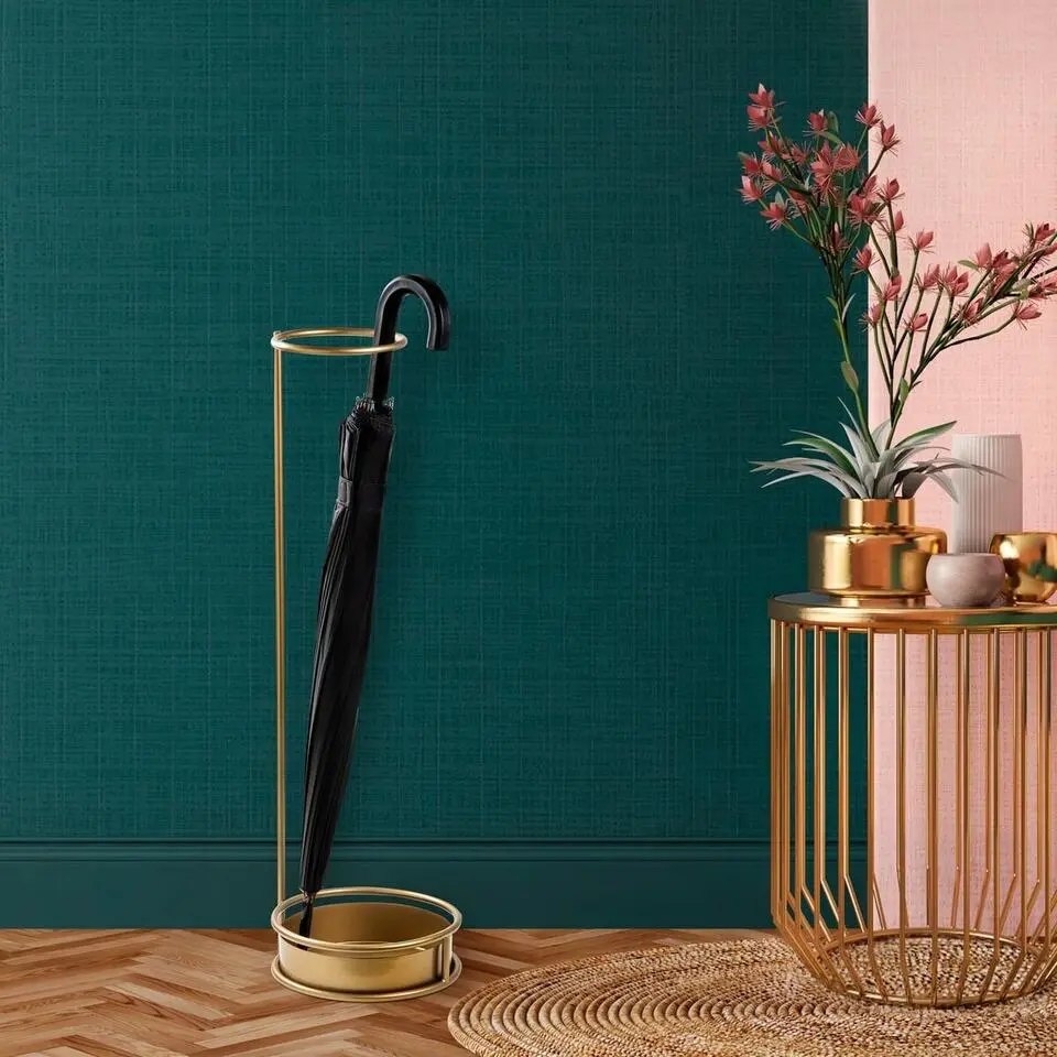 Paraplubak met ronde basis - Goudkleurig - 22x22x75 cm