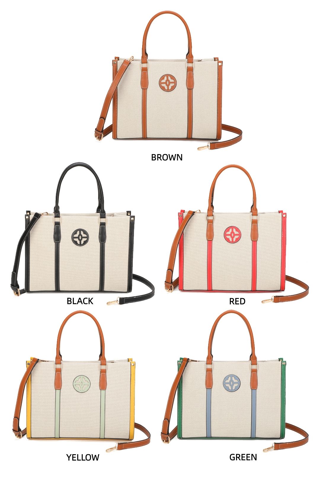 Fontanella Fashion Noeud Large Size Multi-colour Canvas PU Leather Top Handle Tote Bag