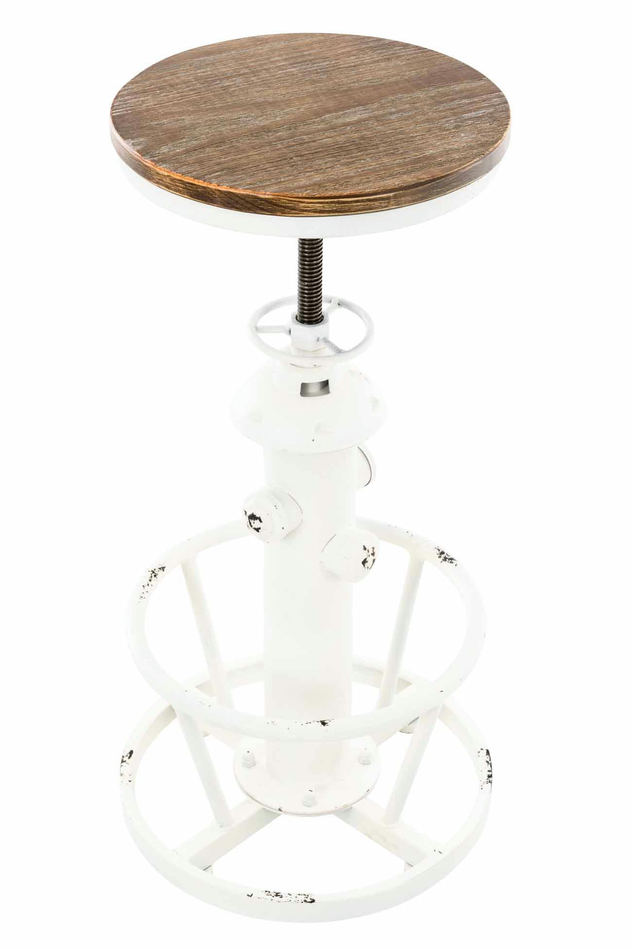 BRUNA - Tabouret de bar industriel réglable en métal Blanc antique