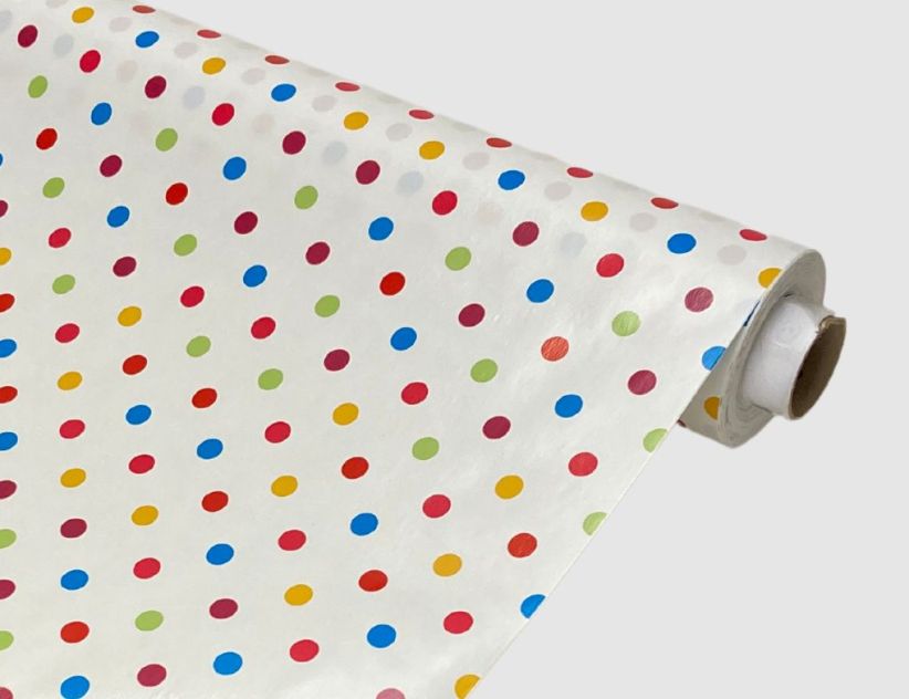 Wachstuch Pünktchen Weiß, Bunt
